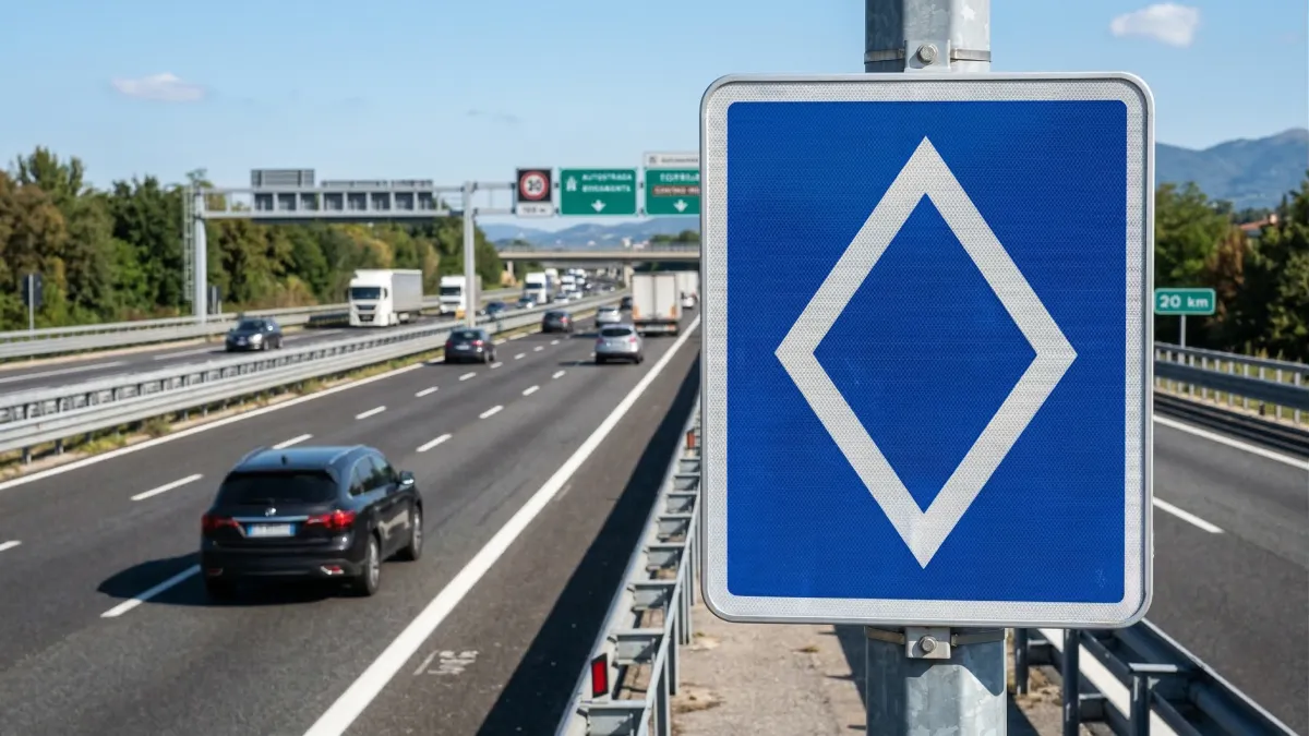 nuovo cartello stradale rombo bianco — IT news